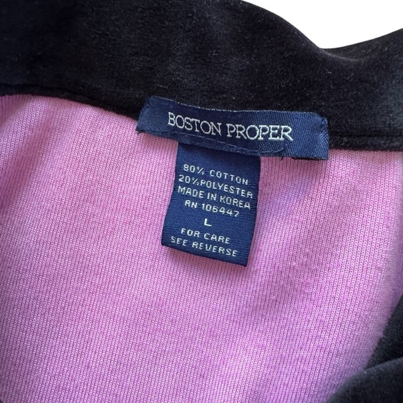 VTG Boston Proper Pink Black Colorblock Sweatshirt Jacket Velour Full Zip L - Picture 5 of 5